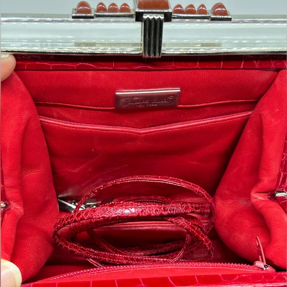 Judith Leiber Red Alligator Crocodile Clutch Shoulder Bag VERY RARE - Picture 9 of 12